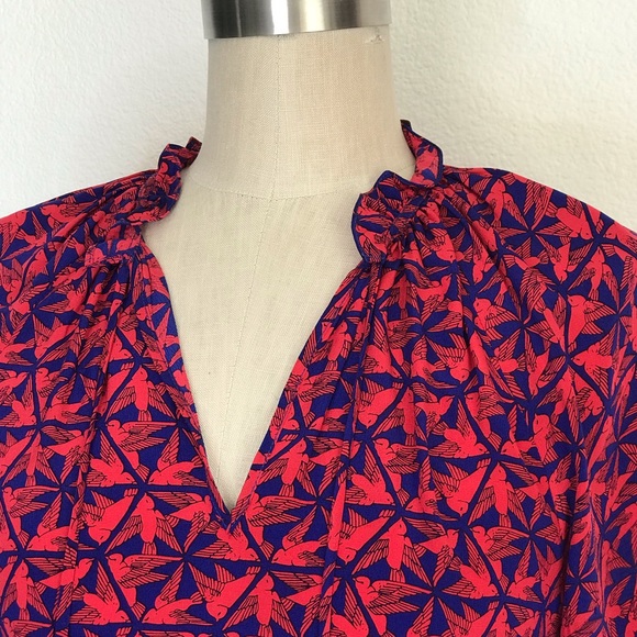 Elorie XS red blue silk blouse - Picture 4 of 8